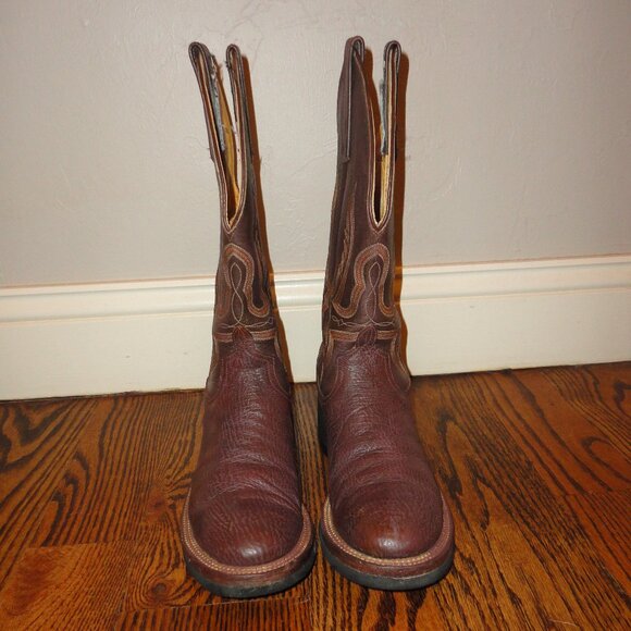 ANDERSON BEAN Men\'s Brown Leather Rounded Toe Western Boots Size 7 main image 8